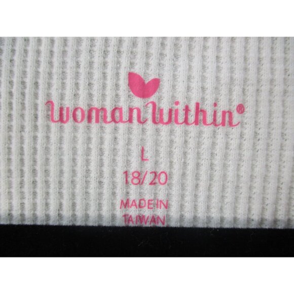 Woman Within White Short Sleeve Ribbed Knit T-Shirt L 18/20 Made In Taiwan - Picture 2 of 7